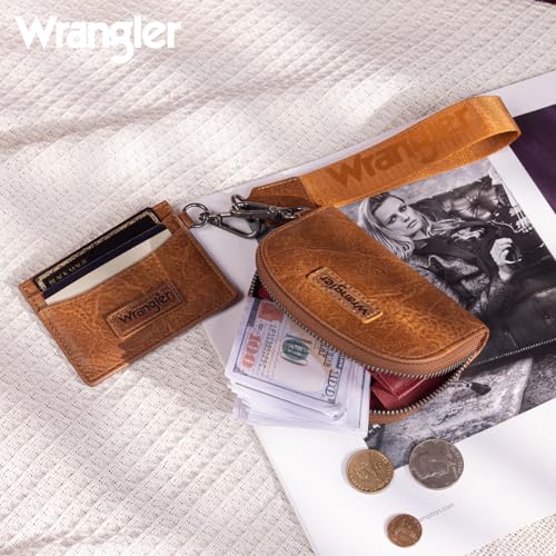 Image of Wrangler KeyChain Wallet Wristlet Wallets for Women Dual Pouch Wristlet with Zipper Womens Credit Card Holder Wallet