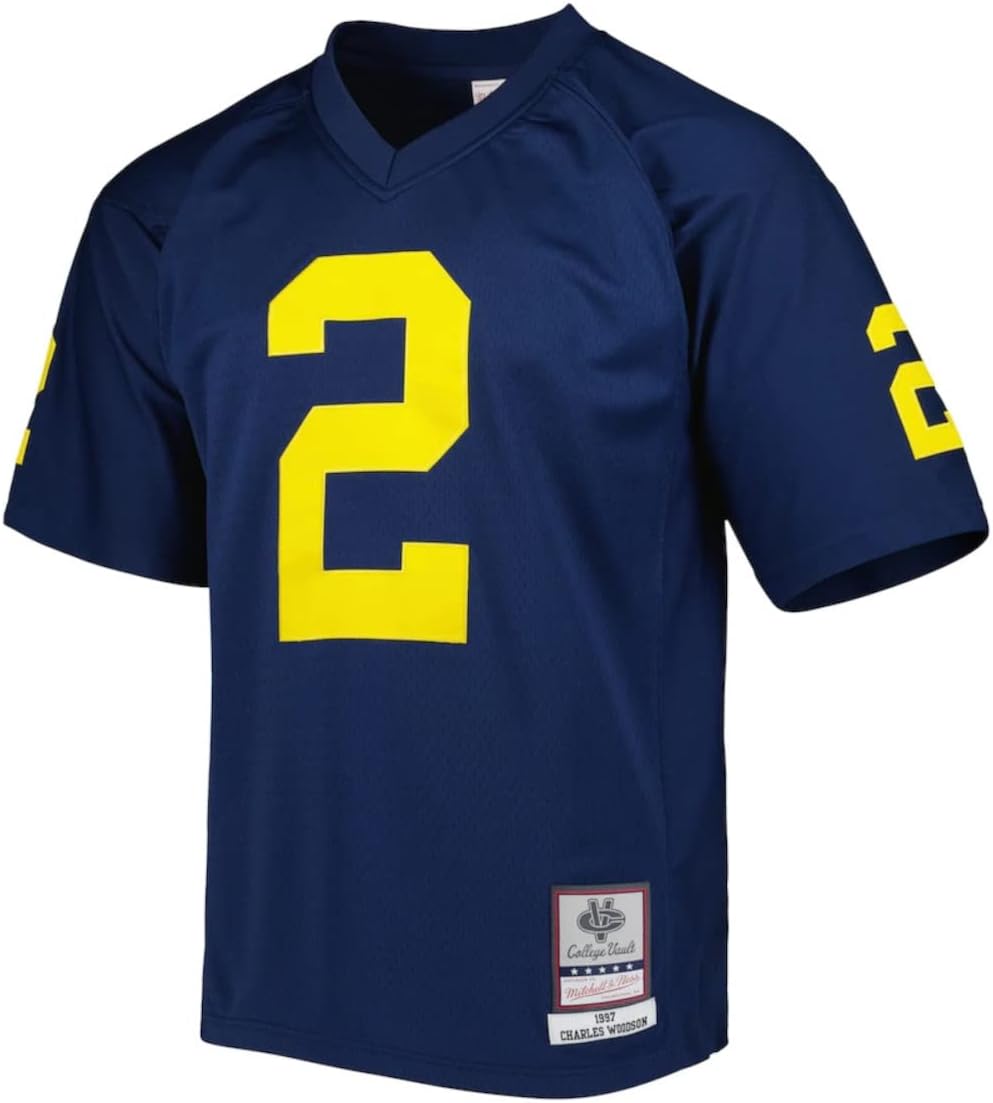 Youth Charles Woodson Michigan Wolverines Throwback Replica Jersey (as1, Alpha, l, Regular, Youth Large (14-16)) Navy