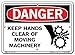 Vestil SI-D-09-A-AC-130 KEEP HANDS CLEAR OF MOVING MACHINERY Danger Sign, Aluminum Composite, 0.130" Overall Size, 10.5" W x 7.5" H