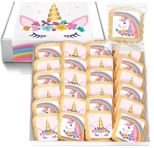 Unicorn Cookies Individually Wrapped Bulk For Kids Theme Birthday Party Favors 24 Pack Bulk for Kids...