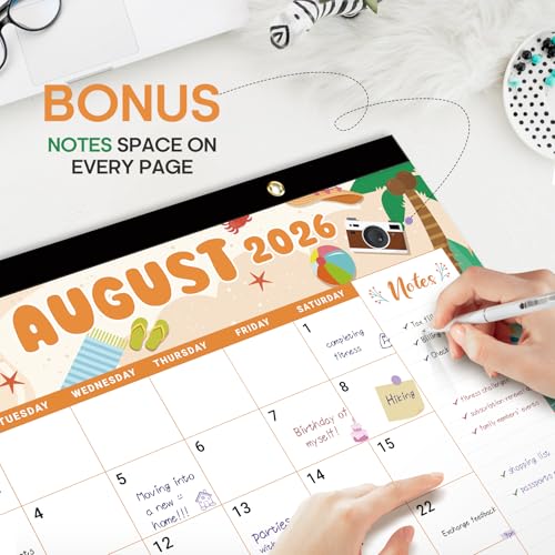 Image of Desk Calendar 2026-2027, 21-Month Calendar Runs Unitl June 2027, Large 17 inch x 12 inch Monthly Desktop & Wall Calendar for Home & Office - Watercolor Festival