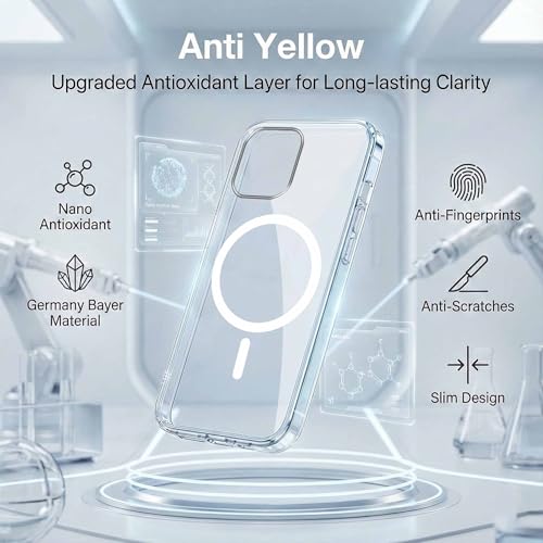 Image of Jkobi Lifetime Anti-Yellow MagSafe Compatible Clear Back Cover Case for Apple iPhone 12 Pro Max (Sleek Hard Crystal | Shockproof and Camera Protection)