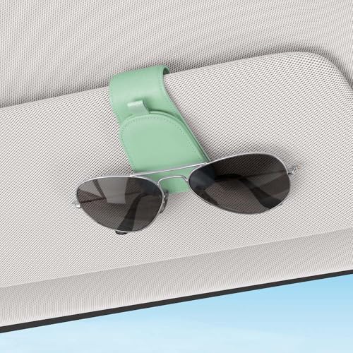 Image of Sotfamily Sunglass Holder for Car Visor, Suede Cloth Magnetic Sunglass Organizer for Car Accessories, 2 Packs, Pastel Green