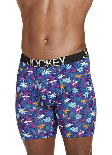 Jockey Men's Underwear Activestretch 7" Long Leg Boxer Brief - 3 Pack, Formation Fuchsia/Black/Floral, M #TOP1