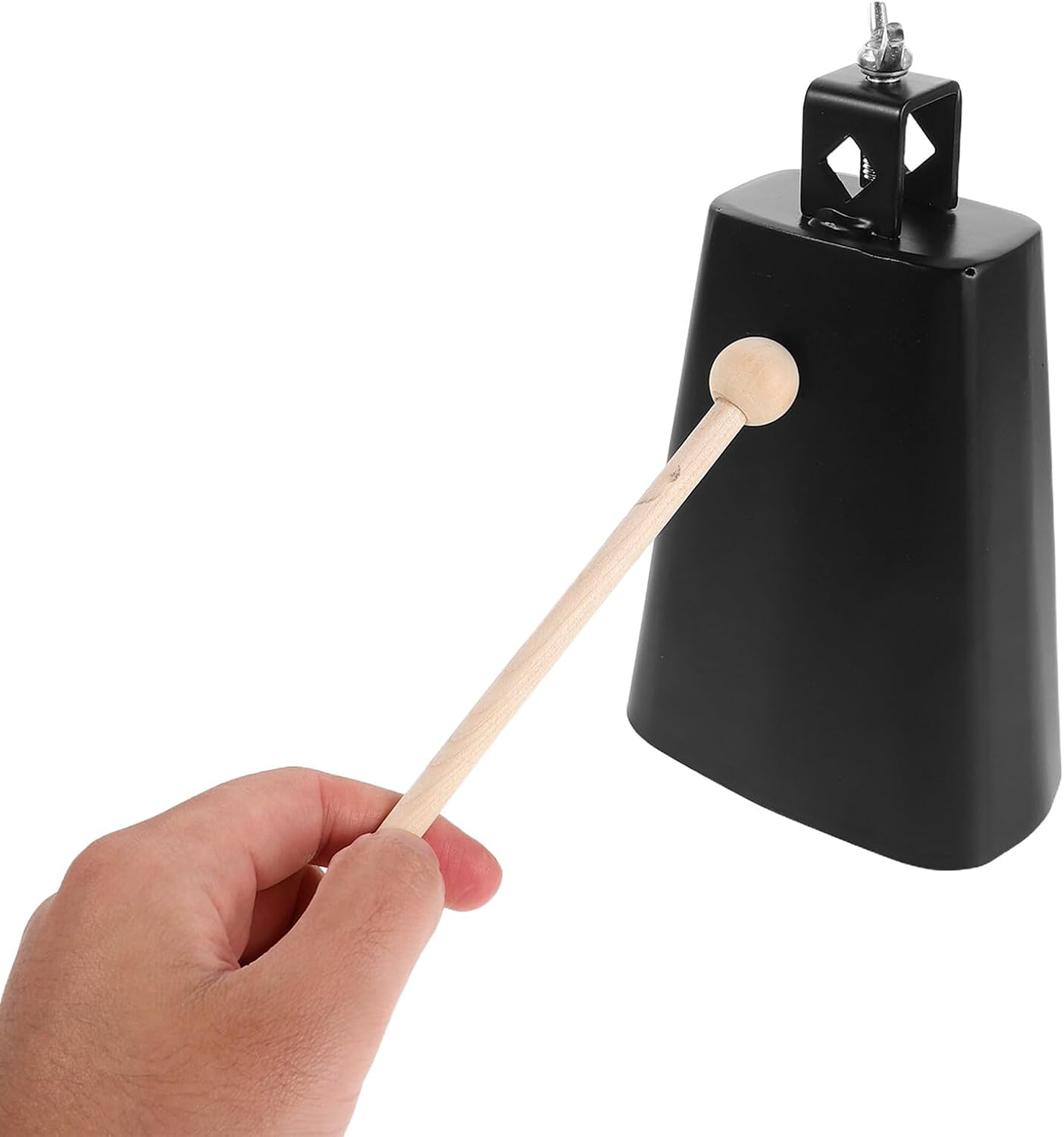 HEMOTON 6-inch Metal Cowbell with Bass Drum Clamp Precision Drum Cowbell Mounting Bracket for Percussion Instruments Suitable for ’orff Percussion Sets