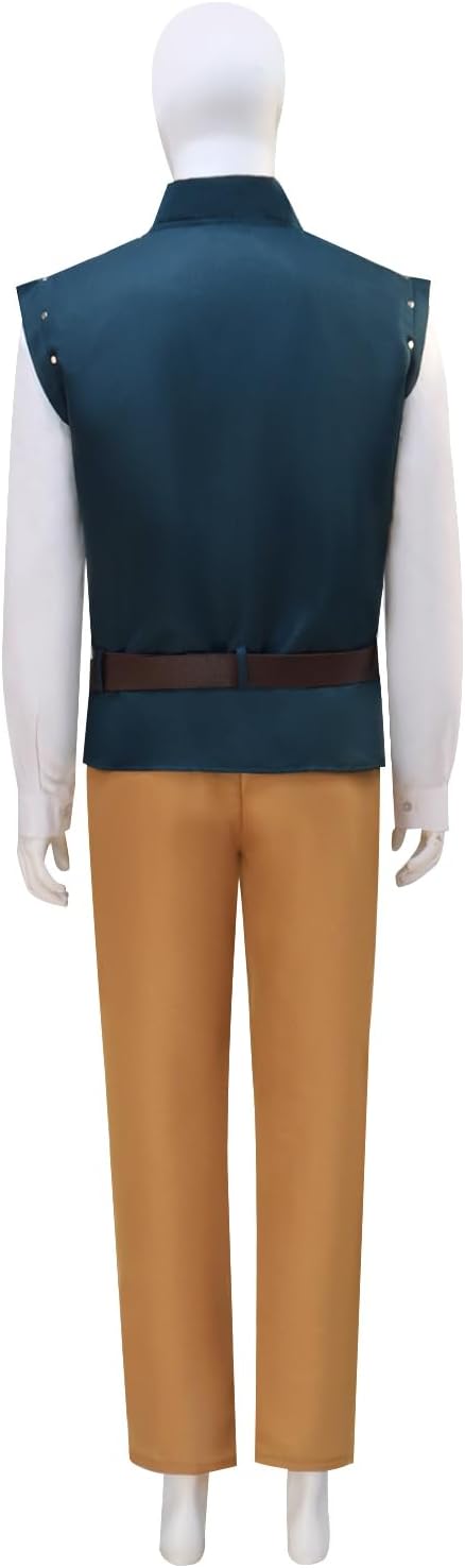 Men's Renaissance Prince Costume Shirt Vest Pants Belt Full Set Halloween Outfit