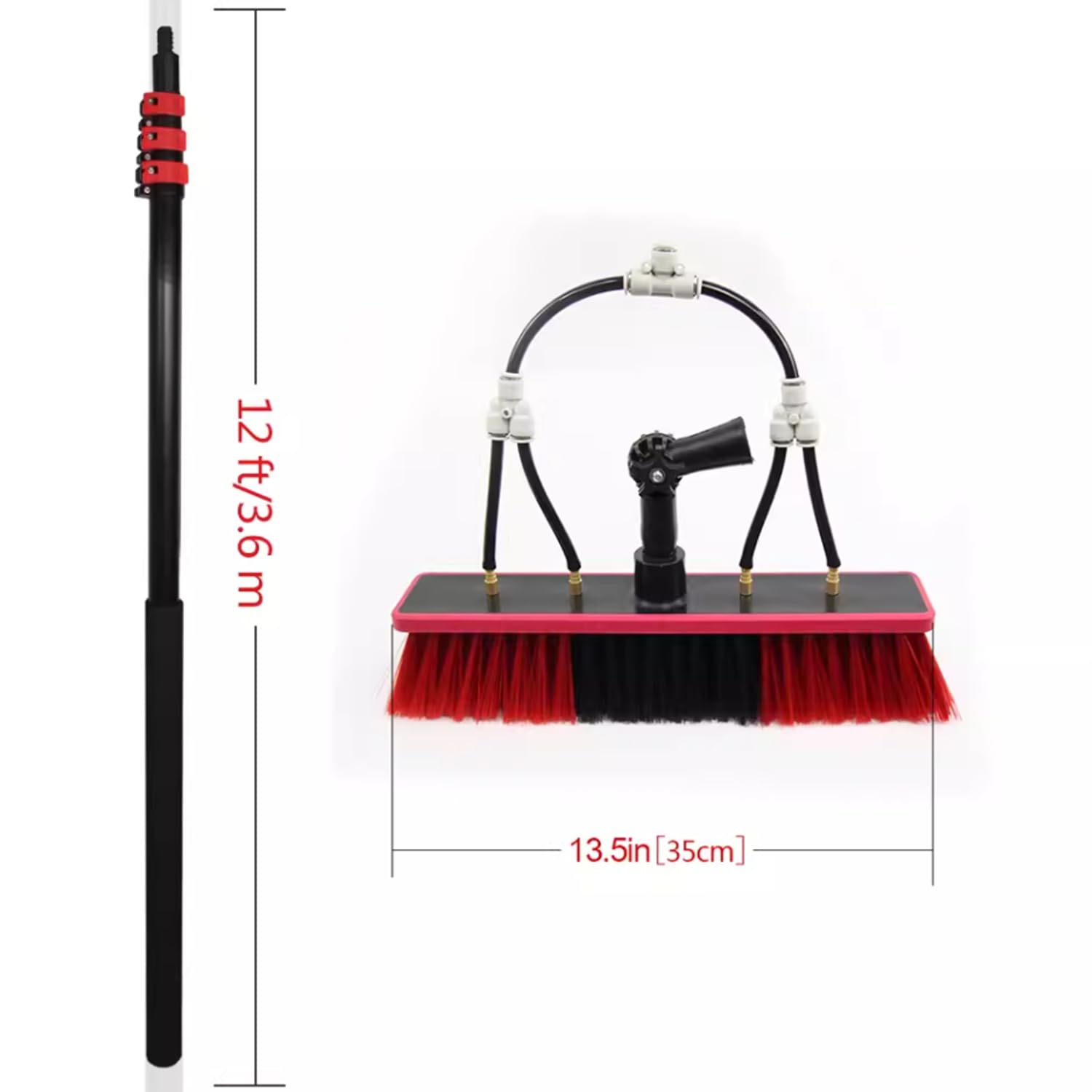 Kit Limpieza Ventanas,Limpiador Ventanas con Varilla Extensión,Cepillo Limpieza Profesional Multiusos para Ventanas Interiores Exteriores,Coches,Puertas Cristal Ducha,Espejos,12FT【3.6m】