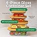 Greener Chef Bamboo Glass Food Storage Containers - 4 Piece Value Set - Ecofriendly, Airtight Meal Prep Containers