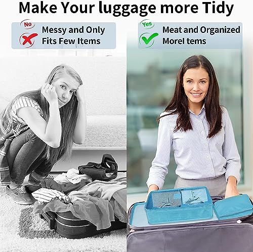 Image of 6 in 1 Polyester Secret Pouch Travel Bag Packing Cubes Laundry Bag with Undergarments & Cloth Storage Organizer Travelling Set /Suitcase Bag (SKY BLUE)