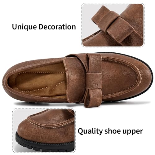 Image of HARENCE Platform Loafers for Women Dressy: Casual Comfortable Slip On Chunky Loafer Walking Penny Work Business Office Shoes