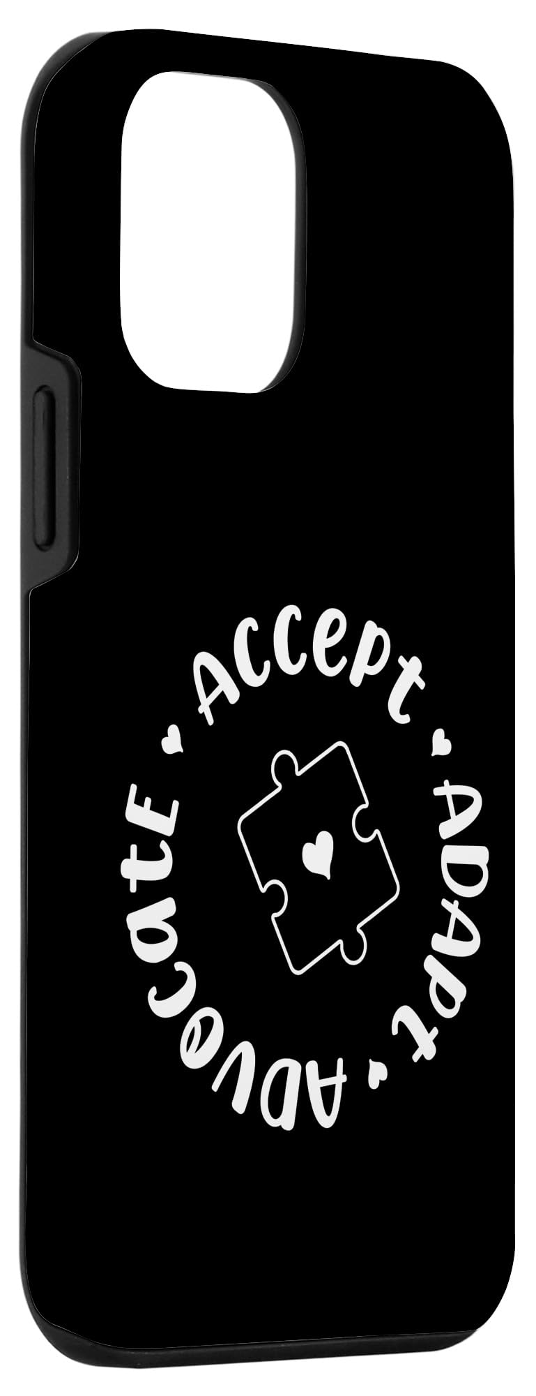 iPhone 12 mini ACCEPT ADAPT ADVOCATE Autism Puzzle Heart Meme Case - Image 3