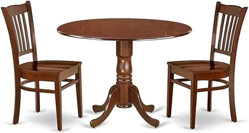 Miniatura 8 de East West Furniture DLGR5-OAK-W - Juego de mesa de comedor moderno de 5 piezas, incluye una mesa redonda de madera con gotas y 4 sillas de comedor