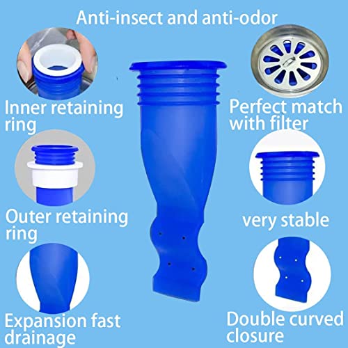 Image of Floor Drain Backflow Preventer Set of 4, One Way Sewer Drain Valve for Bathroom, Kitchen & Laundry Pipe, Anti Odor Drain Trap Seal Ring, Insect Proof Shower Drain Cover