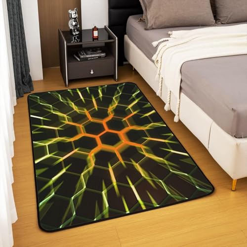 Tapis 3D imprimé aux lignes abstraites et carreaux géométriques - 3