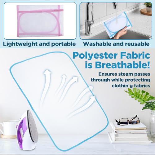 Image of 2 Pcs Pressing Cloth For Ironing Mat Ironing Cloth To Protect Clothes Scorch Saving Mesh Board Cover Pad High Temp Protective Pressing Pads Iron Insulation Net Fabric For Protect Fabrics(Blue,Pink)