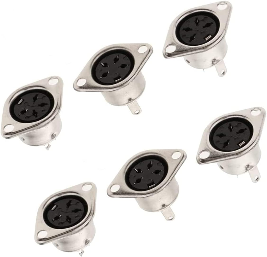 jing 4Pin DIN Female Jack Socket Connector Panel Mount Chassis Audio 2 Hole Soldering Din Jack Socket 6 Pcs