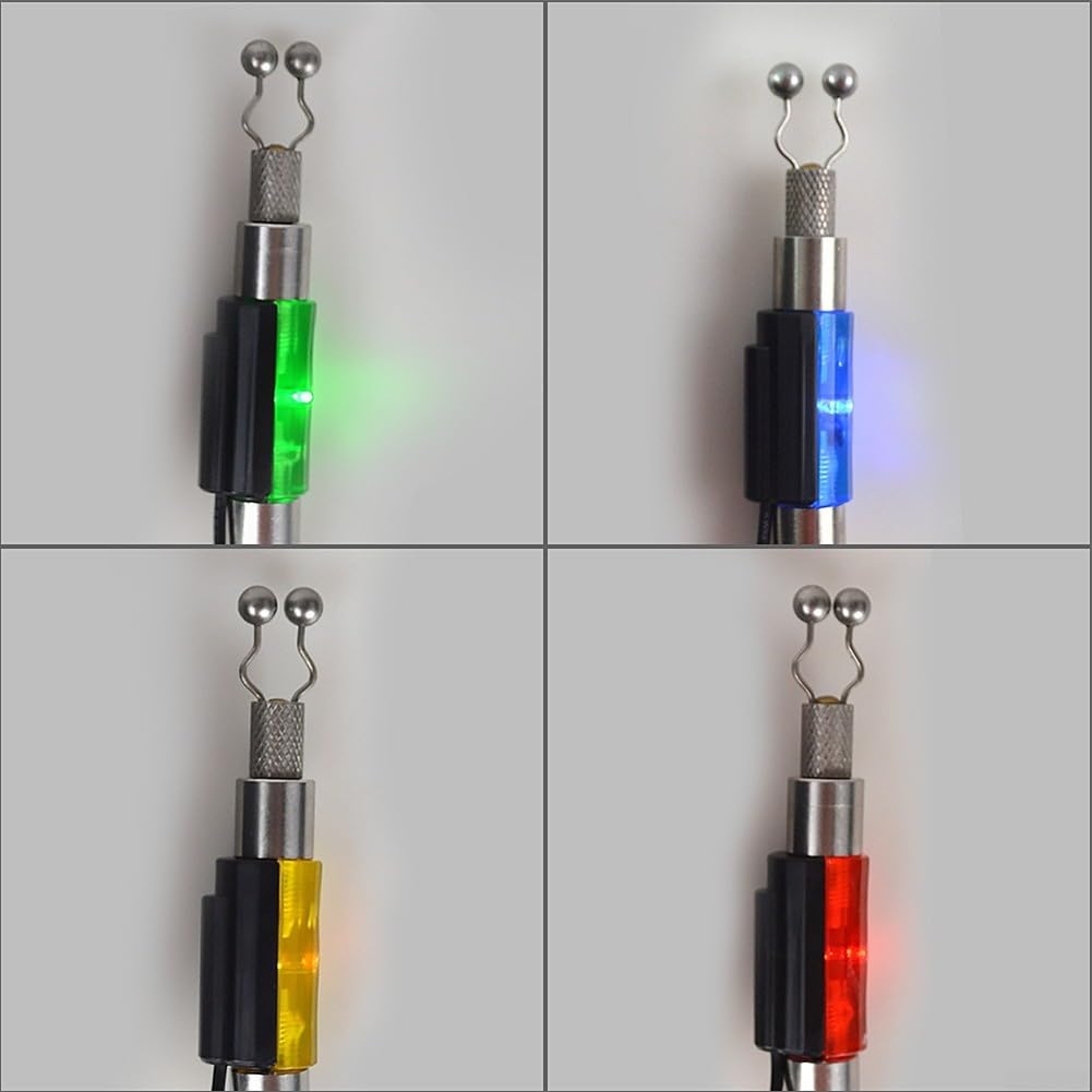 Lot de 4 détecteurs de touche lumineux pour pêche à la carpe en acier inoxydable