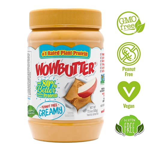 Peanut Free Tree Nut Free Natural No Stir Spread – Wowbutter – Award Winning Vegan Plant Protein Food Made With Non-Gmo Verified Whole Soy – (Creamy, 1.1 Pound (Pack Of 6)) #TOP1