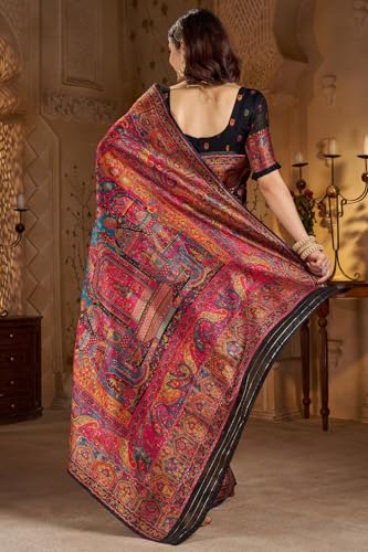 Image of SGF11 Women's Kanjivaram Pure Soft Silk Saree With Unstitched Blouse Piece