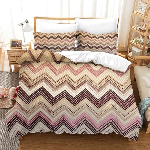 Parure de lit 3D géométrique en microfibre durable pour lit double