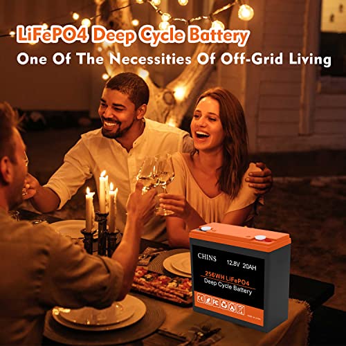 Chins 12V Lifepo4 Battery 20Ah, 2000+ Deep Cycles Battery 12V And Bms Protection, Perfect For Solar Power, Small Ups, Power Wheels, Gate Opener, Fish Finder Outdoor Camping, Kids Car #TOP4