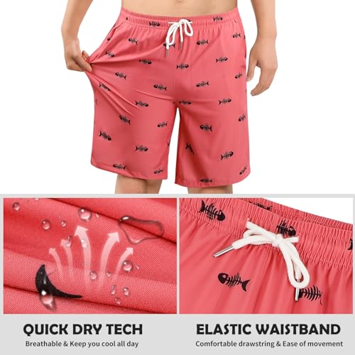 Men's Swim Trunks Print 2 in 1 Compression Liner Bathing Swimsuits 7" Quick Dry Beach Board Shorts with 4 Pockets2