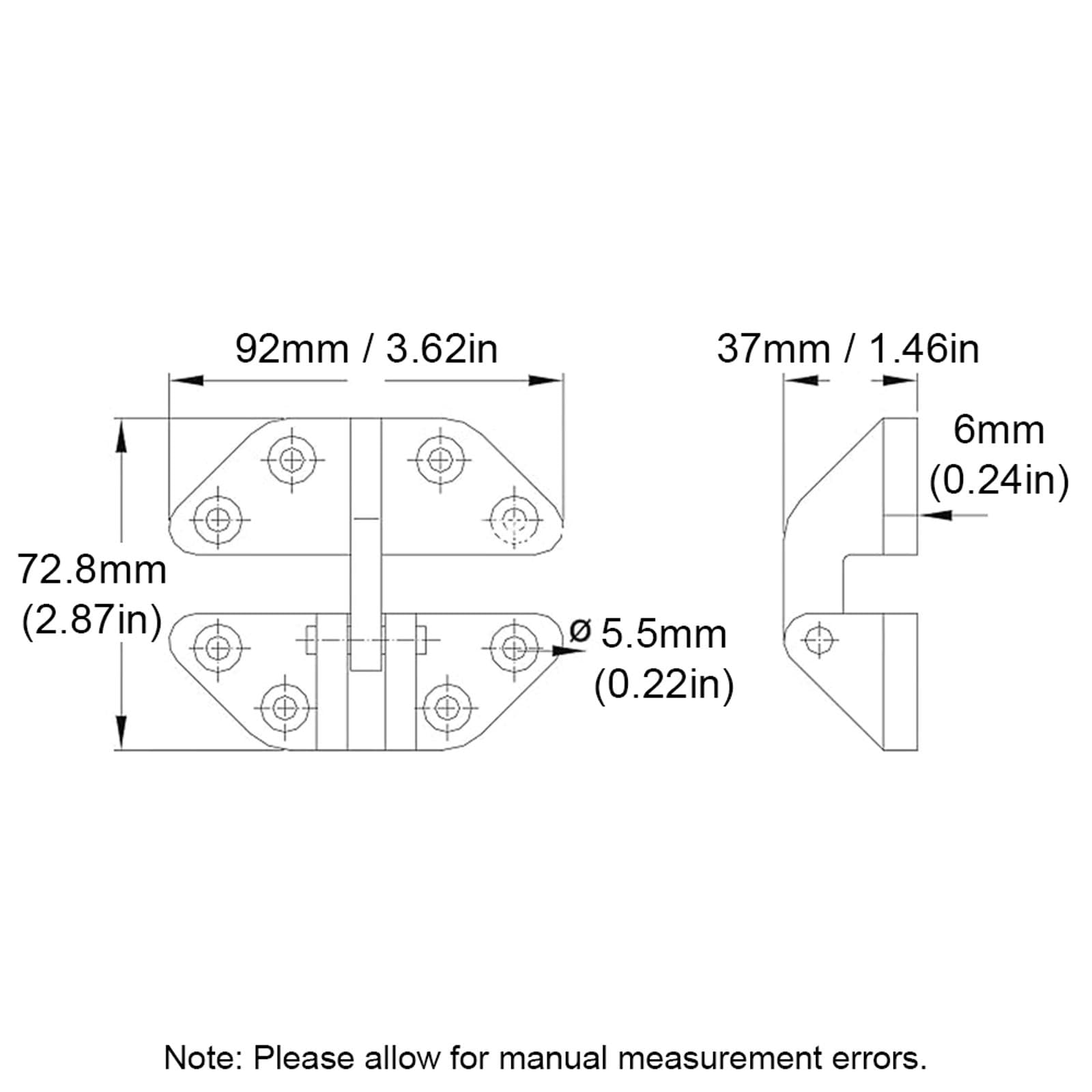 TopHomer Langer Reichweite Lukenscharnier, Scharniere Schwerlast Edelstahl Scharnier abnehmbaren Pin Schiff RV Zubehör Yacht Hardware Marine Hatch Hinge
