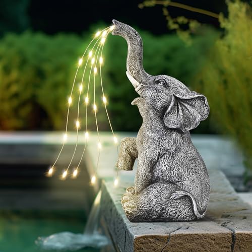 GIGALUMI Elefanten Statue Gartendeko, Bewässerung Elefant Figur...