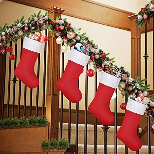 Shareconn Christmas Stockings,4 Pack 18 Inch Big Christmas Kids Gift Stocking Bags And Christmas Hanging Socks For Party Decoration And Xmas Day,Red & White #TOP6