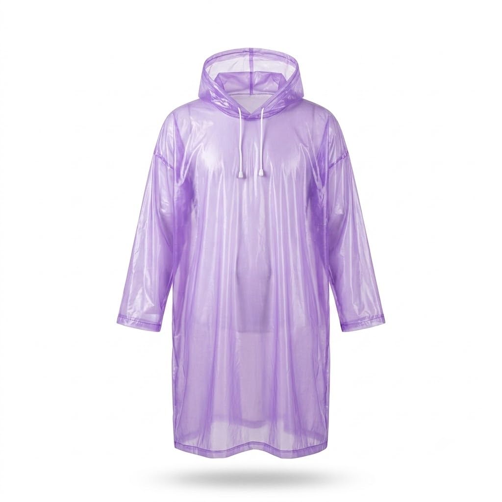 𝐄𝐯𝐞𝐫𝐲𝐝𝐚𝐲 𝐄𝐬𝐬𝐞𝐧𝐭𝐢𝐚𝐥𝐬 | 𝟏 𝐘𝐞𝐚𝐫 𝐖𝐚𝐫𝐫𝐚𝐧𝐭𝐲 | Transparent Rain Poncho for Men & Women, Waterproof Reusable Raincoat with Drawstring Hood, Lightweight Rain Wear-image-30