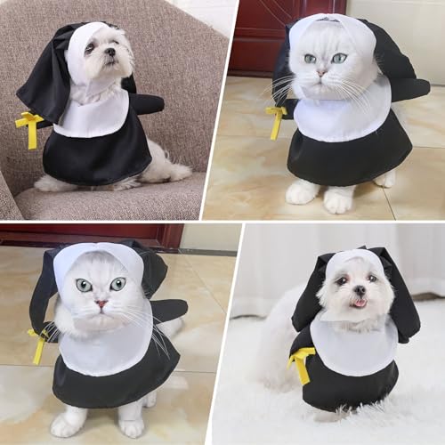 Disfraz de monja para perros y gatos pequeños Halloween miniatura 6