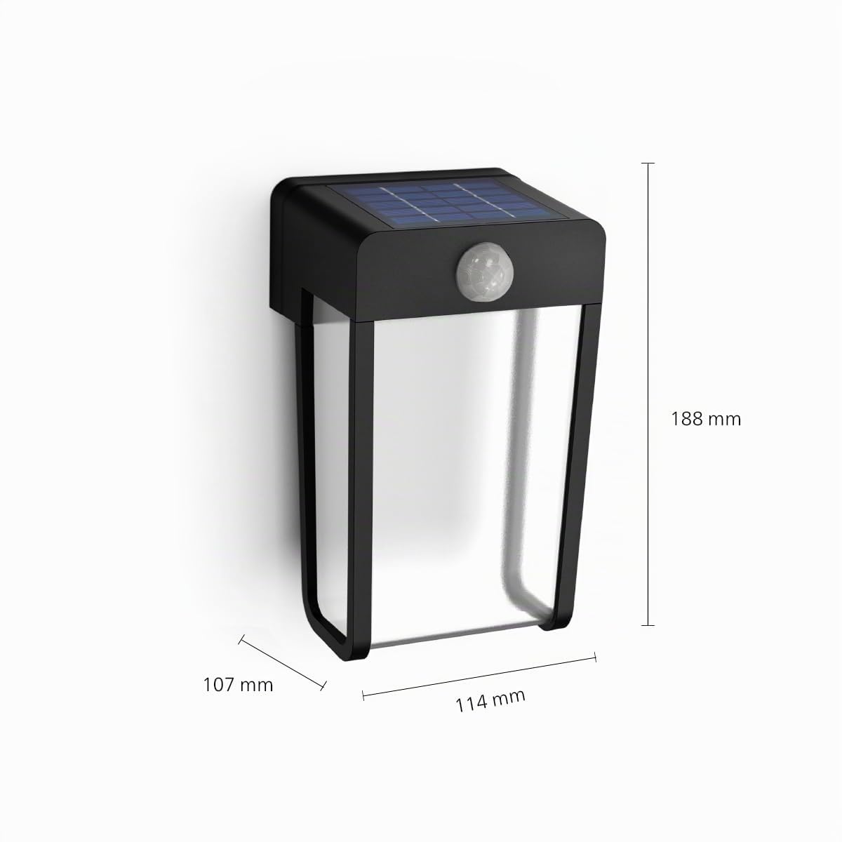 PHILIPS Outdoor Solar Shroud Wandleuchte 2,3W, Tageslicht- und Bewegungssensor, klar, 2700 Kelvin, IP44 wetterfest, schwarz
