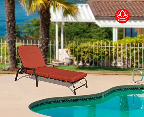 Kozyard Maya Outdoor Chaise Lounge Weather & Rust Resistant Steel Chair With Polyester Fabric Cushion For Pool, Patio, Deck Or Yard (Terracotta) #TOP3
