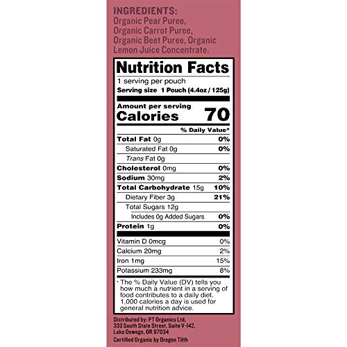 Peter Rabbit Organics Beet, Carrot and Pear, 4.4 Ounce Pouches, Pack of 10