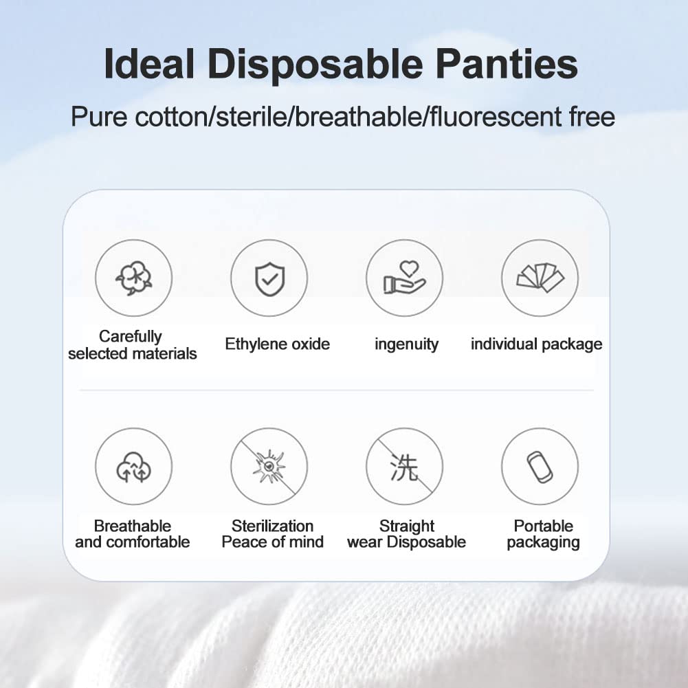 Braguitas Desechables, Bragas Monouso Elasticas y Transpirables, Ropa Interior de un Solo Uso, Calzoncillos de algodón 100%, Braguitas para Maternidad Hospitales Viajes SPA Masajes, 5 pcs