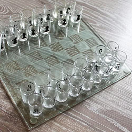 Jeu d'échecs en verre au design épuré, ensemble de divertissement chic pour table basse - 3