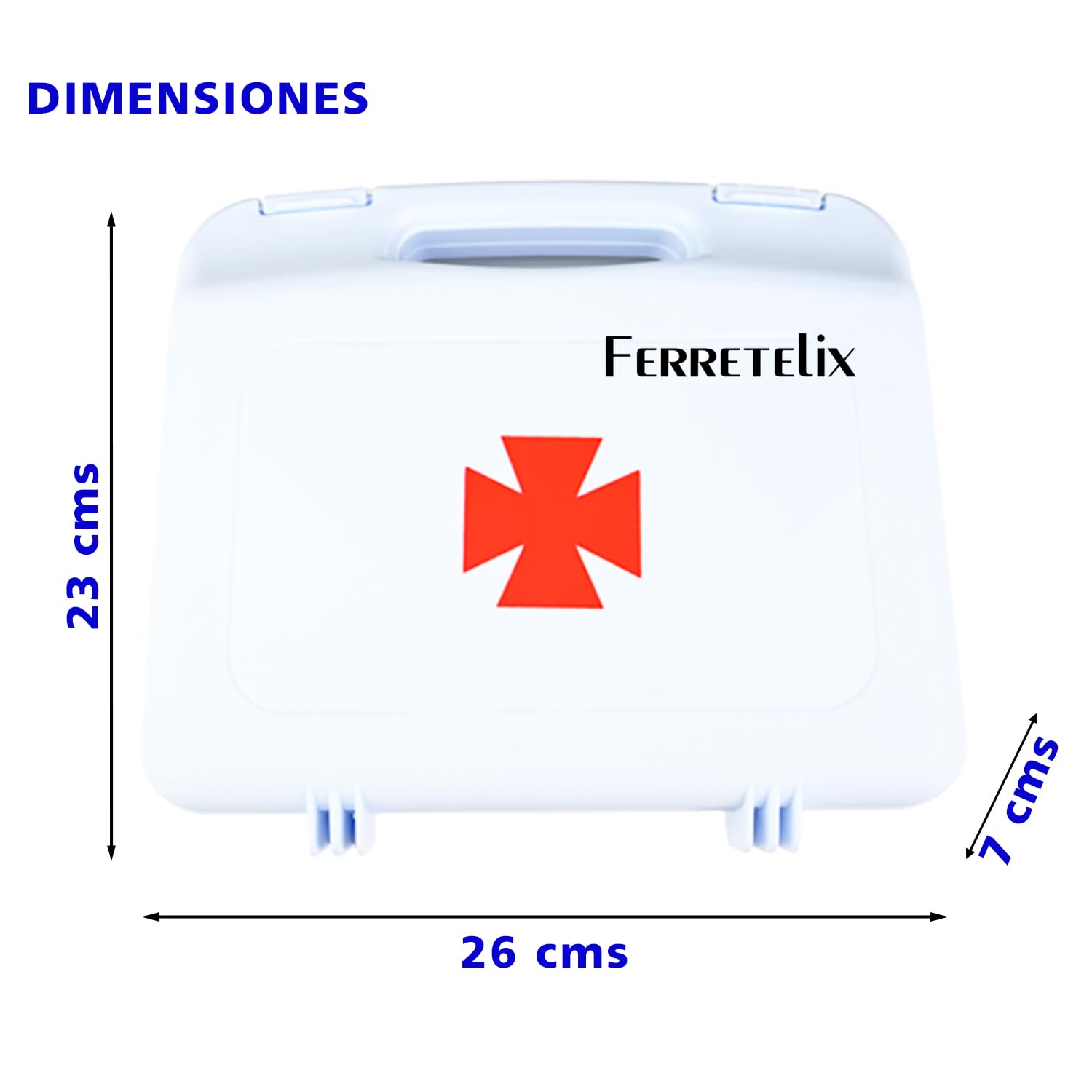 FERRETELIX® Botiquín Maletín Homologado con Dotación – 26 x 23 x 7 cm – Kit de Primeros Auxilios Portátil – Uso Profesional y Doméstico