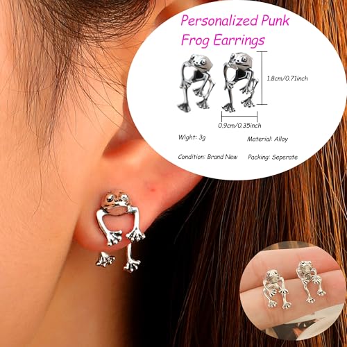9 Pairs Gothic Skeleton Octopus Frog Unique Earrings for Women Men Vintage Dangle Earrings Scary Funny Statement Costumes Jewelry Human Skull Funny Jewelry3