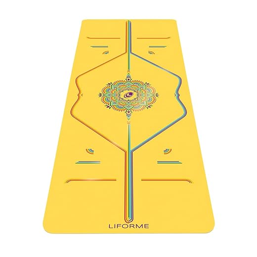 Liforme Printed Yoga Mat Collection - Free Yoga Bag Included - Patented Alignment System, Warrior-like Grip, Non-Slip, Eco-friendly, Sweat-resistant, Long, Wide and Thick for Comfort