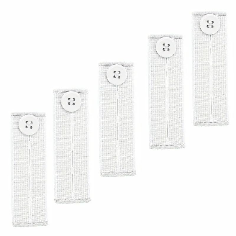 5 Extensores de Botón Elástico para Pantalones - Ajustador de Cintura Ajustable y Alargador de Pretina - Accesorio Ideal para Ampliar la Cintura con Comodidad (5 Piezas) (Blanco)
