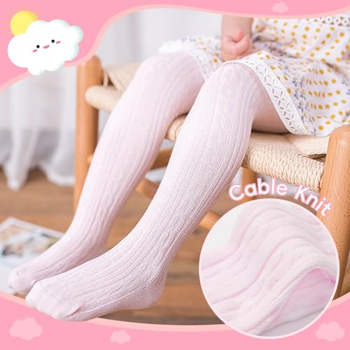Zando 2 Pack Girls Tights for School Uniform Girls Cable Knit Tights Cotton Stockings for Kids Leggings Girls Pantyhose 6-12T2