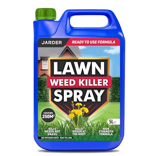 Jarder Lawn Weed Killer Spray 5L - Kills Weeds not Grass - Kills Weeds at the Root - 5L Covers 250m2 - Ready to Use Formula