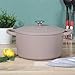 Crock Pot Artisan 7-Quart European Enameled Round Cast Iron Dutch Oven Pot With Lid - Matte Dusty Pink