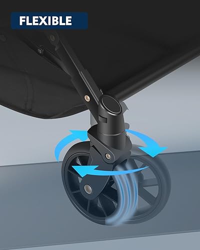 Miniatura 4 de Carrito de compras plegable con capacidad de peso total de hasta 60 libras, elegante bolsa de transporte desmontable, neumáticos giratorios para una