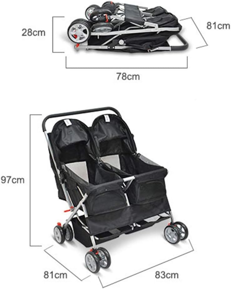 LAMZH ペットベビーカ ペット用ベビーカー、2匹以上の犬用の超大