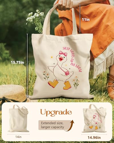 Image of Miss Adola Cute Canvas Tote Bag for Women Girls - Animal Lover Aesthetic Bags with Magnetic Buckle and Zipper Inner Pocket