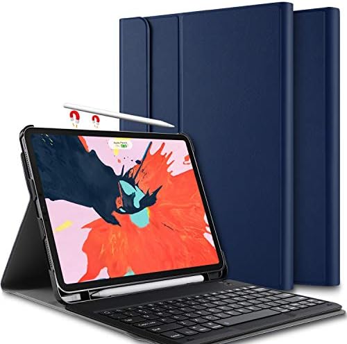 Yocktec Keyboard Case for iPad Pro 12.9 2018, Ultra-Thin Detachable Wireless Keyboard Stand Case/Cover with Pencil Slot Compatible with Apple iPad Pro 12.9 2018 Version Tablet (Blue)