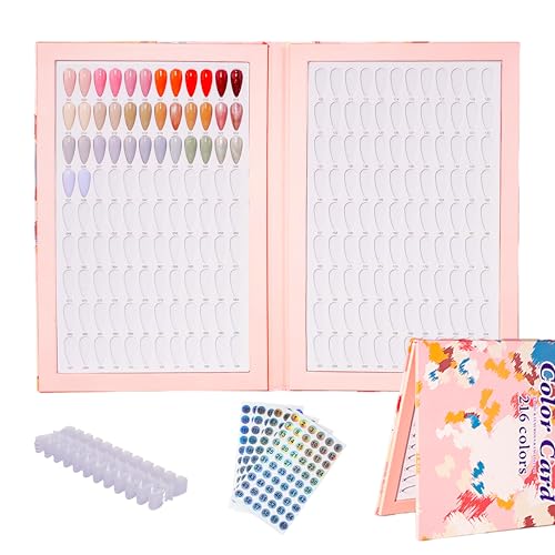 Acycoin2A 216 Nail Color book with 240 nail tips and nail polish gel color number lable (B)