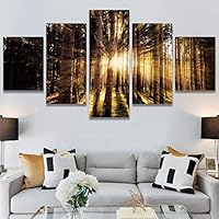 SIGNWIN 5 Panel Canvas Wall Art Modern Art Expressive Forest Multicolor Photography Romantics Scenic for Home Decorations Ready to Hang - 60