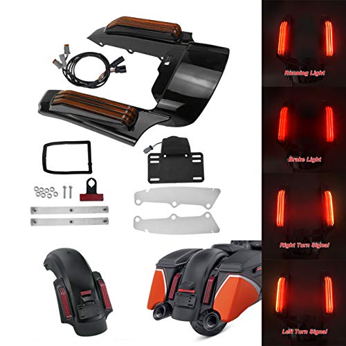 image for YHMTIVTU Motorcycle Rear Fender Extension Fascia Set with LED Turn Sig